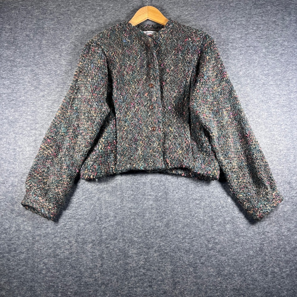 Vintage Young‎ Traditions Multi-Colored Boucle Tweed Sweater Button Front USA S
